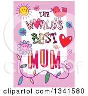 Poster, Art Print Of Doodled The Worlds Best Mum Occasion Design Over Purple