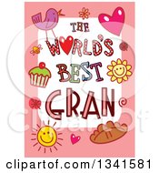 Poster, Art Print Of Doodled The Worlds Best Gran Occasion Design Over Purple