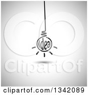 Clipart Of A Suspended Idea Light Bulb Over Shading Royalty Free Vector Illustration