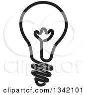 Clipart Of A Black And White Light Bulb Royalty Free Vector Illustration