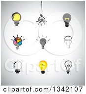 Poster, Art Print Of Light Bulb Icons Over Shading