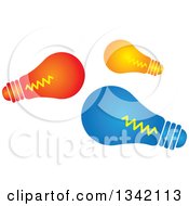 Poster, Art Print Of Red Orange And Blue Light Bulbs