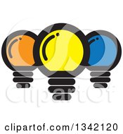 Poster, Art Print Of Yellow Orange And Blue Light Bulbs