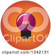 Poster, Art Print Of Round Pink And Orange Idea Light Bulb Button App Icon Design Element