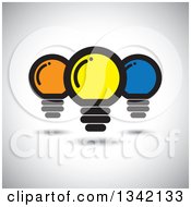 Poster, Art Print Of Yellow Orange And Blue Light Bulbs Over Shading