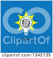 Clipart Of A Shining Brain Light Bulb Over Blue Royalty Free Vector Illustration by ColorMagic