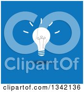 Clipart Of A White Shining Light Bulb Over Blue Royalty Free Vector Illustration