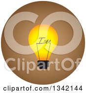 Poster, Art Print Of Round Yellow And Brown Idea Light Bulb Button App Icon Design Element
