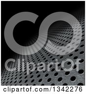 Clipart Of A Background Of Tilted Perforated Metal Fading Into Black Royalty Free Illustration