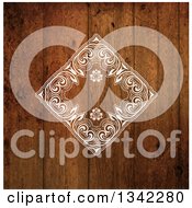 Poster, Art Print Of Stylized Vintage Wood Grain Background With A White Diamond Floral Frame