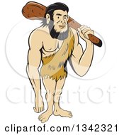 Poster, Art Print Of Cartoon Caveman Holding A Club Over His Shoulder
