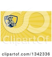 Clipart Of A Retro Male Cameraman Carrying A Camera And Yellow Rays Background Or Business Card Design Royalty Free Illustration
