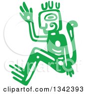 Poster, Art Print Of Green Mayan Aztec Hieroglyph Art Of A Tribal Man Or God