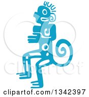 Clipart Of A Blue Mayan Aztec Hieroglyph Art Of A Tribal Man Monkey Or God Royalty Free Vector Illustration by Vector Tradition SM