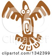 Clipart Of A Brown Mayan Aztec Hieroglyph Art Of An Eagle Flying Royalty Free Vector Illustration by Vector Tradition SM
