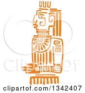 Poster, Art Print Of Mayan Aztec Hieroglyph Art Of An Orange Sun God Idol