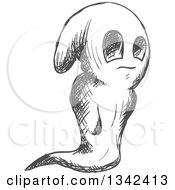 Clipart Of A Sketched Spooky Ghost 6 Royalty Free Vector Illustration