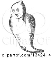 Clipart Of A Sketched Spooky Ghost 7 Royalty Free Vector Illustration