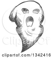 Clipart Of A Sketched Spooky Ghost Royalty Free Vector Illustration