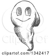 Clipart Of A Sketched Spooky Ghost 2 Royalty Free Vector Illustration