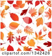 Clipart Of A Seamless Background Pattern Of Orange Autumn Leaves Royalty Free Vector Illustration