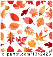 Poster, Art Print Of Seamless Background Pattern Of Orange Autumn Leaves