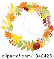 Poster, Art Print Of Colorful Autumn Leaf Wreath 5