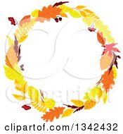 Poster, Art Print Of Colorful Autumn Leaf Wreath