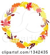 Clipart Of A Colorful Autumn Leaf Wreath 4 Royalty Free Vector Illustration