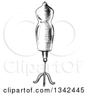 Clipart Of A Black And White Sketched Mannequin Royalty Free Vector Illustration