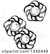 Clipart Of Black And White Sketched Cookies Royalty Free Vector Illustration