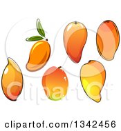 Clipart Of Cartoon Mango Fruits Royalty Free Vector Illustration