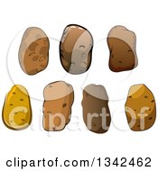 Clipart Of Cartoon Russet Potatoes Royalty Free Vector Illustration