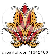 Poster, Art Print Of Beautiful Red White And Yellow Henna Lotus Flower