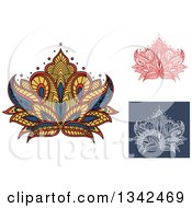 Poster, Art Print Of Beautiful Henna Lotus Flowers 2