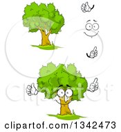 Clipart Of A Cartoon Face Hands And Trees 5 Royalty Free Vector Illustration
