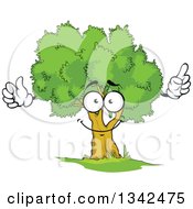 Poster, Art Print Of Cartoon Tree Character With A Lush Green Mature Canopy Holding Up A Finger 2