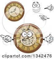 Clipart Of A Cartoon Face Hands And Wall Clocks 2 Royalty Free Vector Illustration