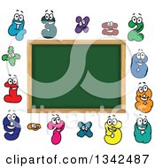Poster, Art Print Of Cartoon Blank School Chalkboard With Number Characters