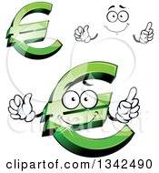 Clipart Of A Cartoon Face Hands And Green Euro Currency Symbols Royalty Free Vector Illustration