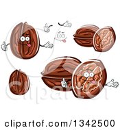 Clipart Of A Cartoon Face Hands And Walnuts 2 Royalty Free Vector Illustration