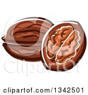 Clipart Of Cartoon Walnuts Royalty Free Vector Illustration