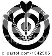 Clipart Of A Black And White Target With Darts Royalty Free Vector Illustration