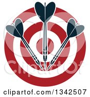 Clipart Of A Red And White Target With Darts Royalty Free Vector Illustration