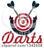 Poster, Art Print Of Red And White Target With Darts A Blank Banner And Text