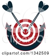 Poster, Art Print Of Red And White Target With Darts And A Blank Banner