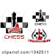 Poster, Art Print Of Chess Queens Pawns Boards And Wreaths With Text