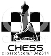 Black And White Chess Queen Over A Fallen Pawn Text And A Board