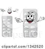 Poster, Art Print Of Cartoon Face Hands And Blister Pill Packages