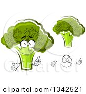 Clipart Of A Cartoon Face Hands And Broccoli Royalty Free Vector Illustration